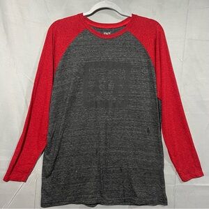 Vintage Men's DC Red and Gray Long Sleeve  Shirt Large